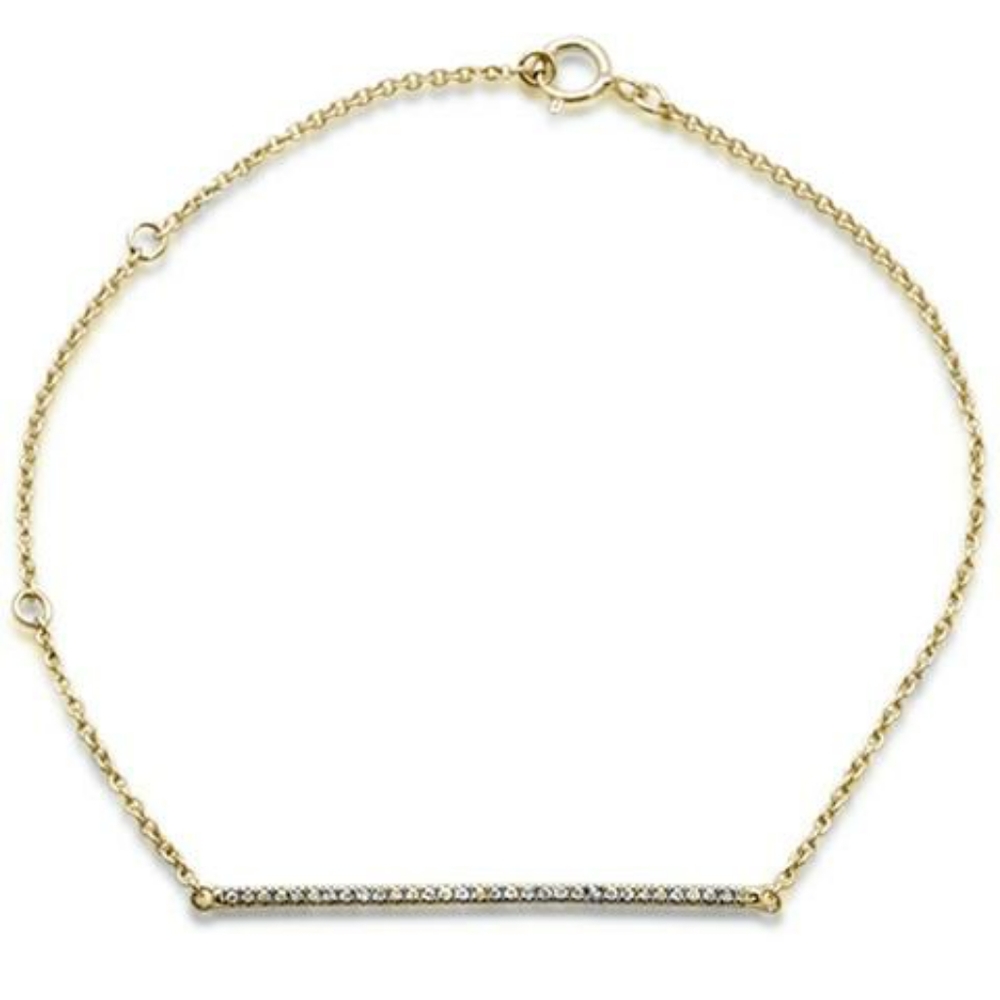 .07ct 14kt yellow gold diamond trendy bar bracelet